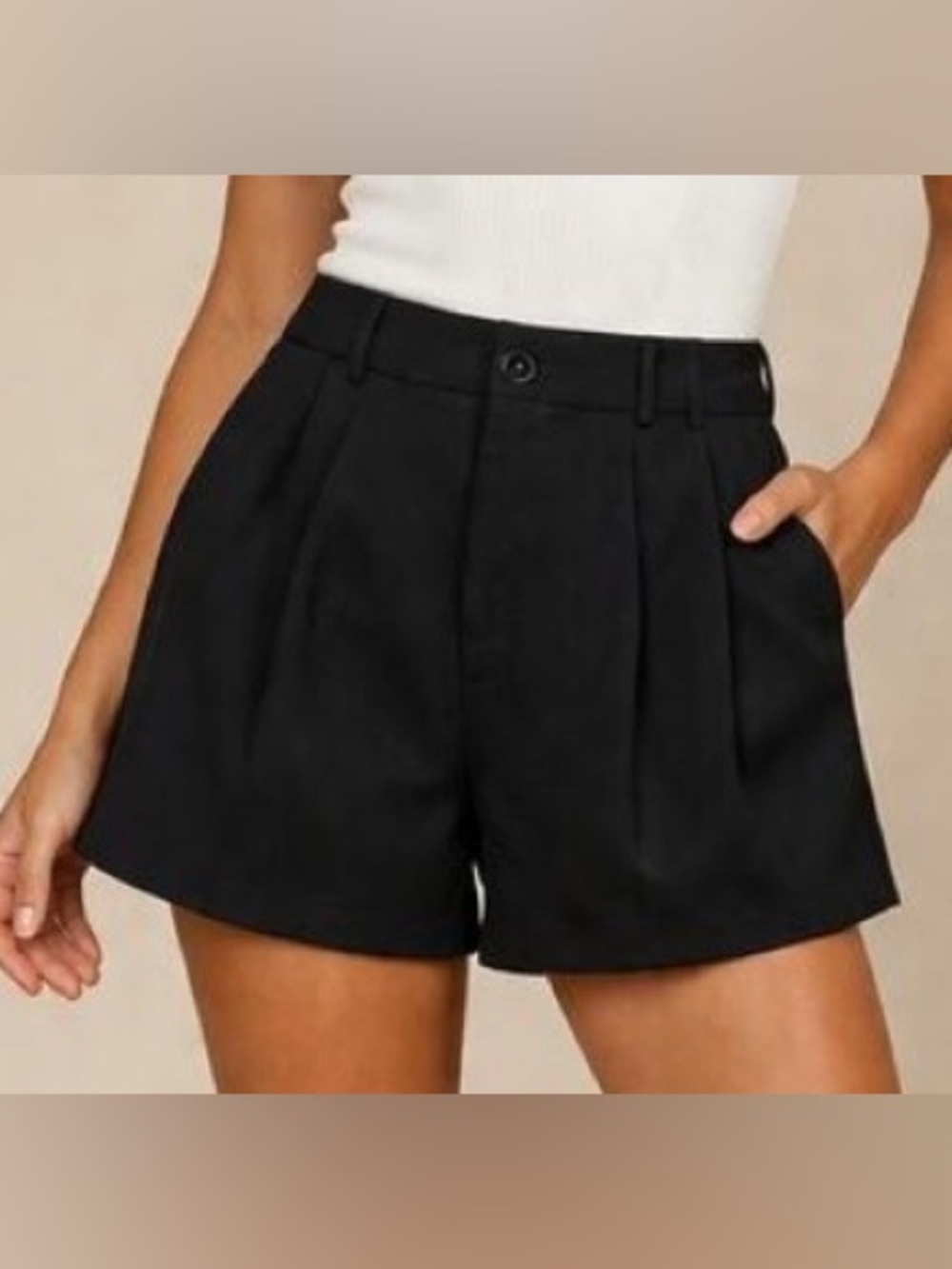 Cupshe Black Tailored Shorts High Waist Pleated Dress Shorts NWT Medium